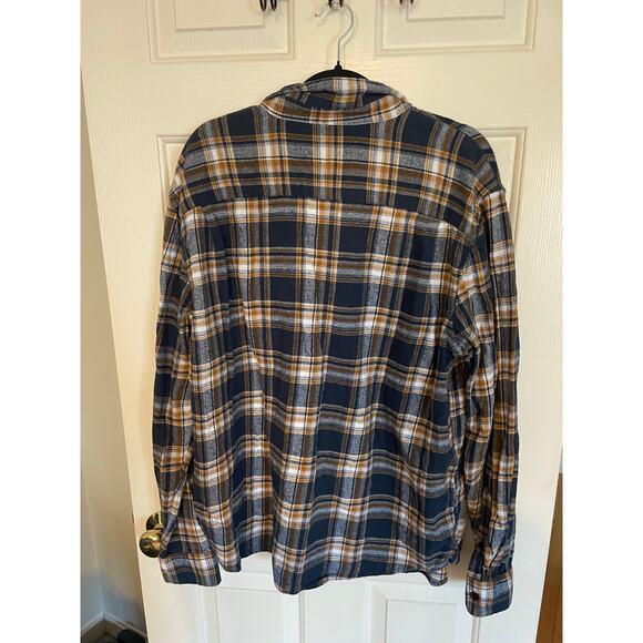 Lucky Brand XXL Womens Button Up Top Long Sleeve Flannel 100% Cotton Blue Yellow - Picture 2 of 12